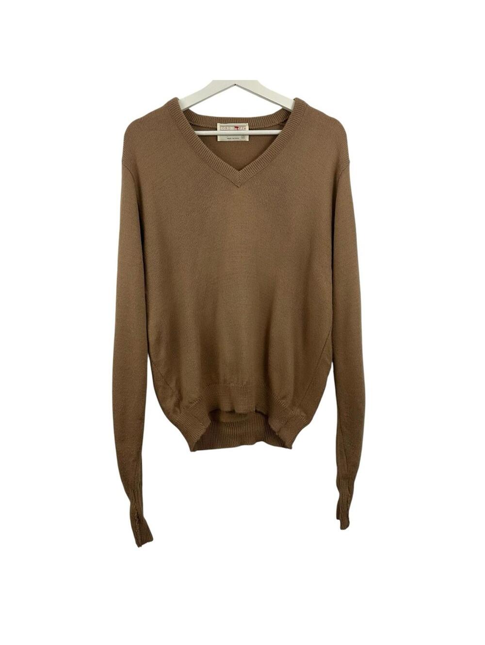 Lord Jeff Men’s Duport Orlon Brown V-Neck Long Sleeve  Sweater Size M